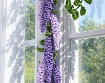 Easy Crochet Wisteria Garland Pattern PDF, Amigurumi Hanging Flower Vine Curtain PDF, DIY Beginner Friendly Instant Download