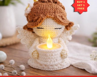 Angel Candle Holder Crochet Pattern | Christian Amigurumi PDF Tutorial | Beginner-Friendly Instant Download