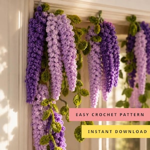 Crochet Wisteria Garland Pattern, Hanging Flower Vine PDF, Beginner Friendly (Digital Download)