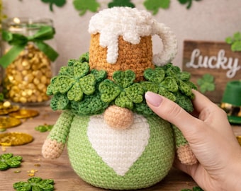 Crochet St Patrick Gnome Pattern PDF, Beer Hat Amigurumi Tutorial (Digital Download)