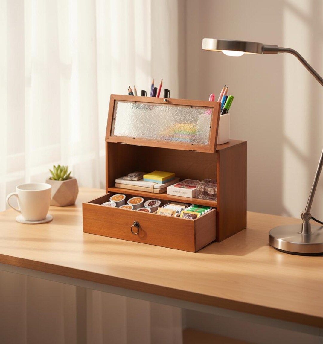 Vintage Wooden Tabletop Organizer – Rustic 2-tier Desk Storage - Etsy