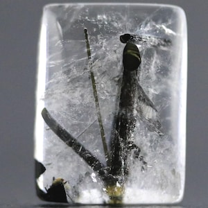 Black Tourmalinated Quartz Cabochon – 38 Carat Polished Gemstone with Black Tourmaline Inclusions for Jewelry Making or Collectors