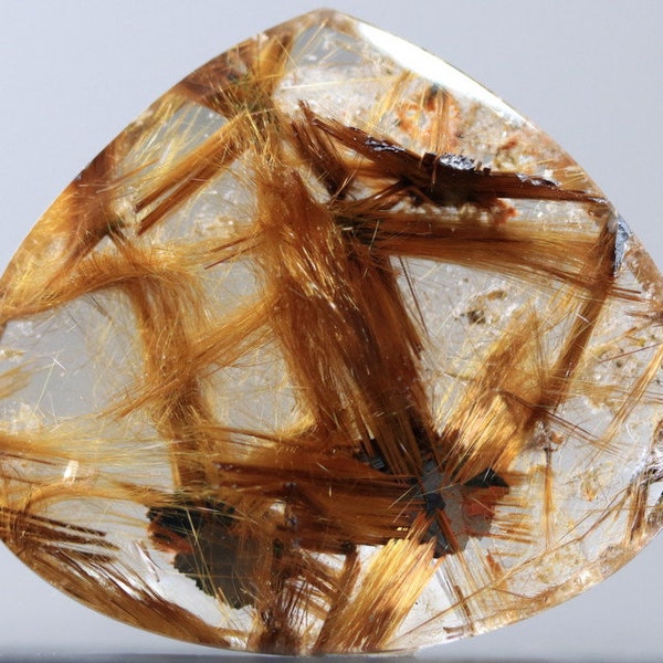 Pear Shape Golden Rutile Included Quartz High Quality Designers Gemstone with Touches of Hematite