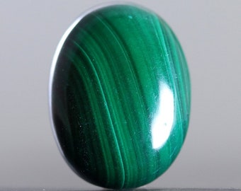 Malachite Gemstone Cabochon Natural Green and Black Banded Flatback Stone