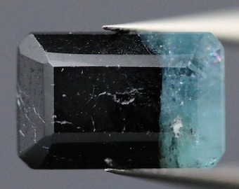 Bicolor Blue Tourmaline Gemstone: 2.93 Carat Emerald Cut Stone