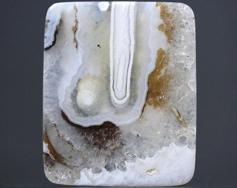 Dendritic Agate Cabochon • Frosted “Landscape” Rectangle
