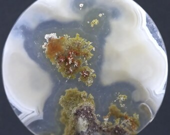 Cabochon di agata muschiata paesaggistica / Agata dendritica rotonda 26 mm / Gemma ispirata alla natura per la creazione di gioielli