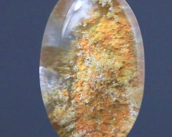 Cabujón de lodolita de cuarzo de jardín • Óvalo de pluma cálida • 8,5 ct Focal de diseñador