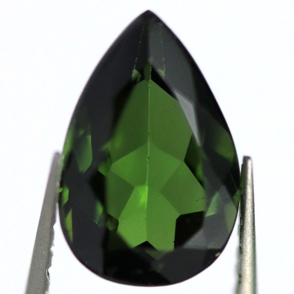 Green Tourmaline Verdelite Faceted Gemstone Untreated Stone Teardrop | .5 CARAT