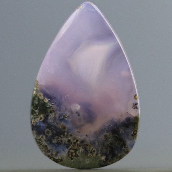 Purple Moss Chalcedony Gemstone Teardrop Cabochon Natural Purple with Mossy Inclusions
