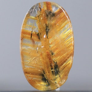 Natural Golden Rutilated Quartz Cabochon Oval Gemstone for Jewelry Making and Healing