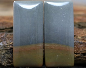 Par de cabujones de jaspe policromado: piedras preciosas combinadas para la fabricación de joyas