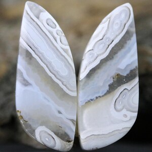 White Tube Agate Pair