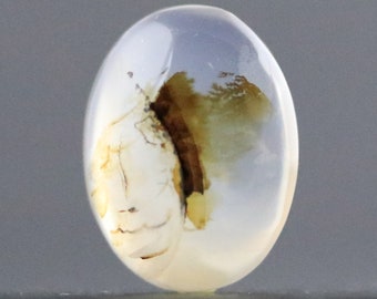 Dendritic Agate Oval Gemstone Manganese Included Milky Chalcedony Natural Cabochon for Setting Wire Wraps and More