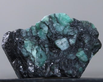 Genuine Emerald Flatback Specimen with Hematite Gemstone All Natural Untreated Beautiful Rustic Stone