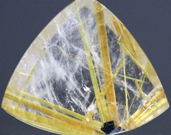 Trillion Cabochon Crystal Venus Hair Included Gold Star & Hematite Rutile Quartz Rutilated Gemstone Golden Rutiles 21MM | 10 CARATS