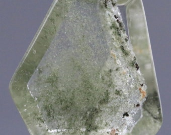 Green Chlorite Included Phantom Quartz Natural Crystal Untreated Gemstone Cabochon from Brazil 21MM | 18 CARATS