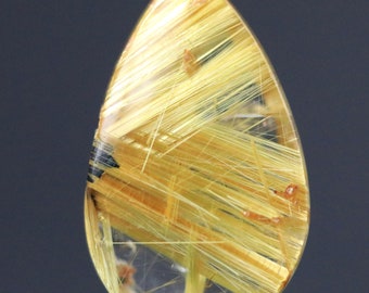 Beautiful Gold Venus Hair Natural Gemstone Loose Stone Cabochon Gold Star Rutile Quartz Teardrop Crystal Cabachon 20MM | 9 CARATS