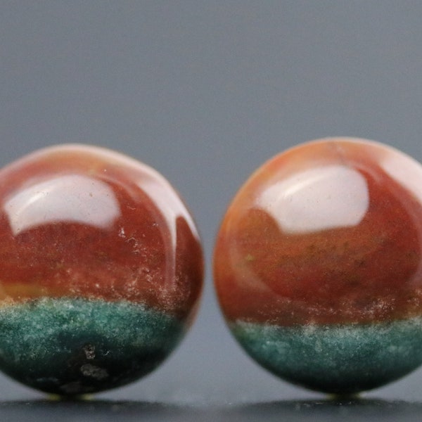 Red & Green Jasper Pair Beautiful Gem Grade Earth Tone Bi Color Gemstones Jewelry Designing Sets Flat Back High Polish