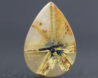 Cuarzo rutilado estrellado dorado completo • Cabujón de rutilo natural • Piedra preciosa de colección rara • Cristal curativo bohemio