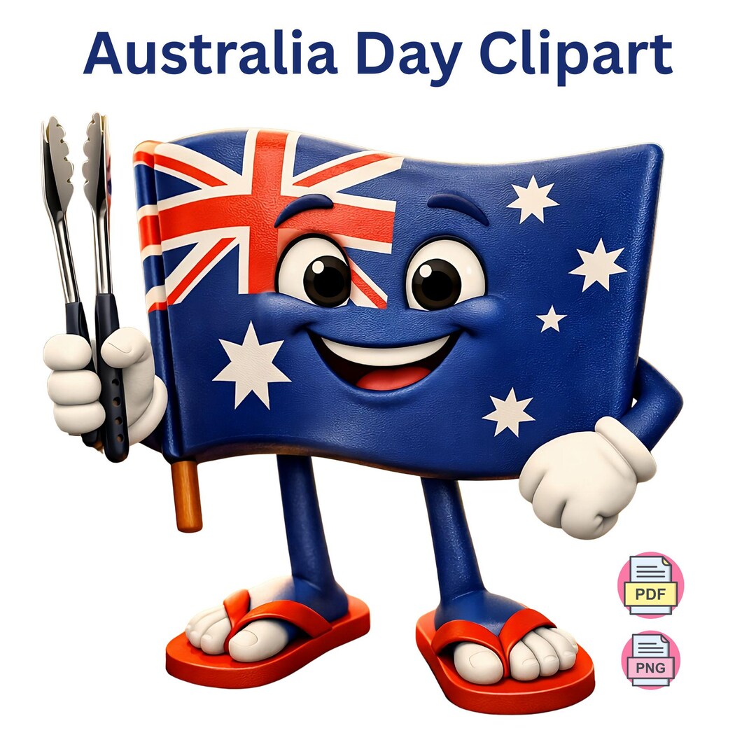 Australia Day BBQ Aussie Flag Character, Print-ready (PDF & PNG) - Etsy ...