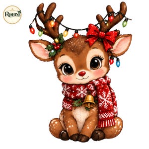 Kawaii Christmas Reindeer PNG, Festive Deer Clipart, Holiday Sublimation Design (Digital Download)