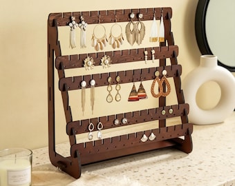 Vintage Holz Ohrring Display Stand, 6 Tier Schmuck Organizer, rustikale Ohrring Halter Rack, baumeln Ohrstecker Ohrringe Lagerung, Muttertag Geschenk