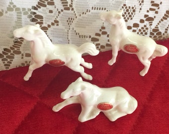Porcelain China Thimbles Set of Three Mares and Foals
