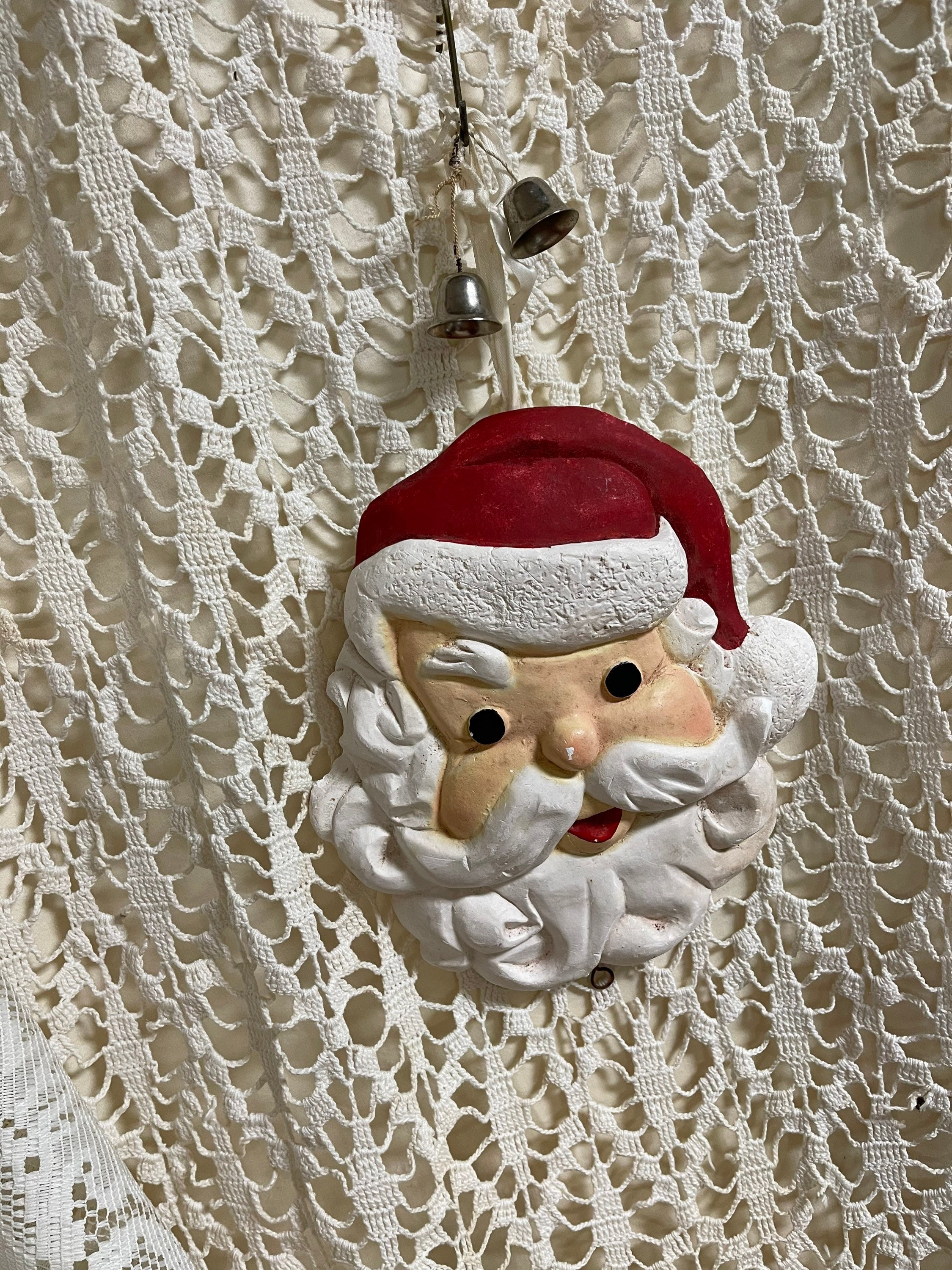 Bxgg Vintage Santa Face Wall Mount Chalk Ware/plaster Folk Art Etsy