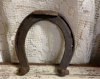 Horse Shoe Forged Iron Rusty Crusty LARGE Horse Shoe Heavy Weighing Two Pounds