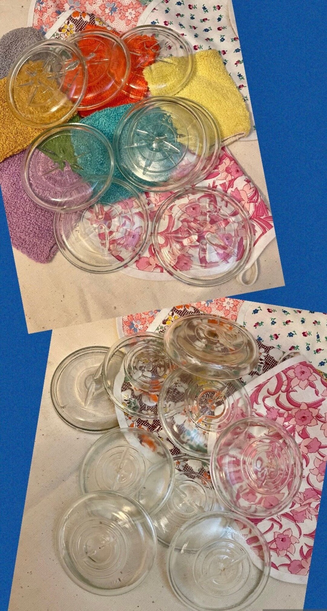 Vintage Replacement Glass Jar Lids With Wire Rest for Wire Bail Jars