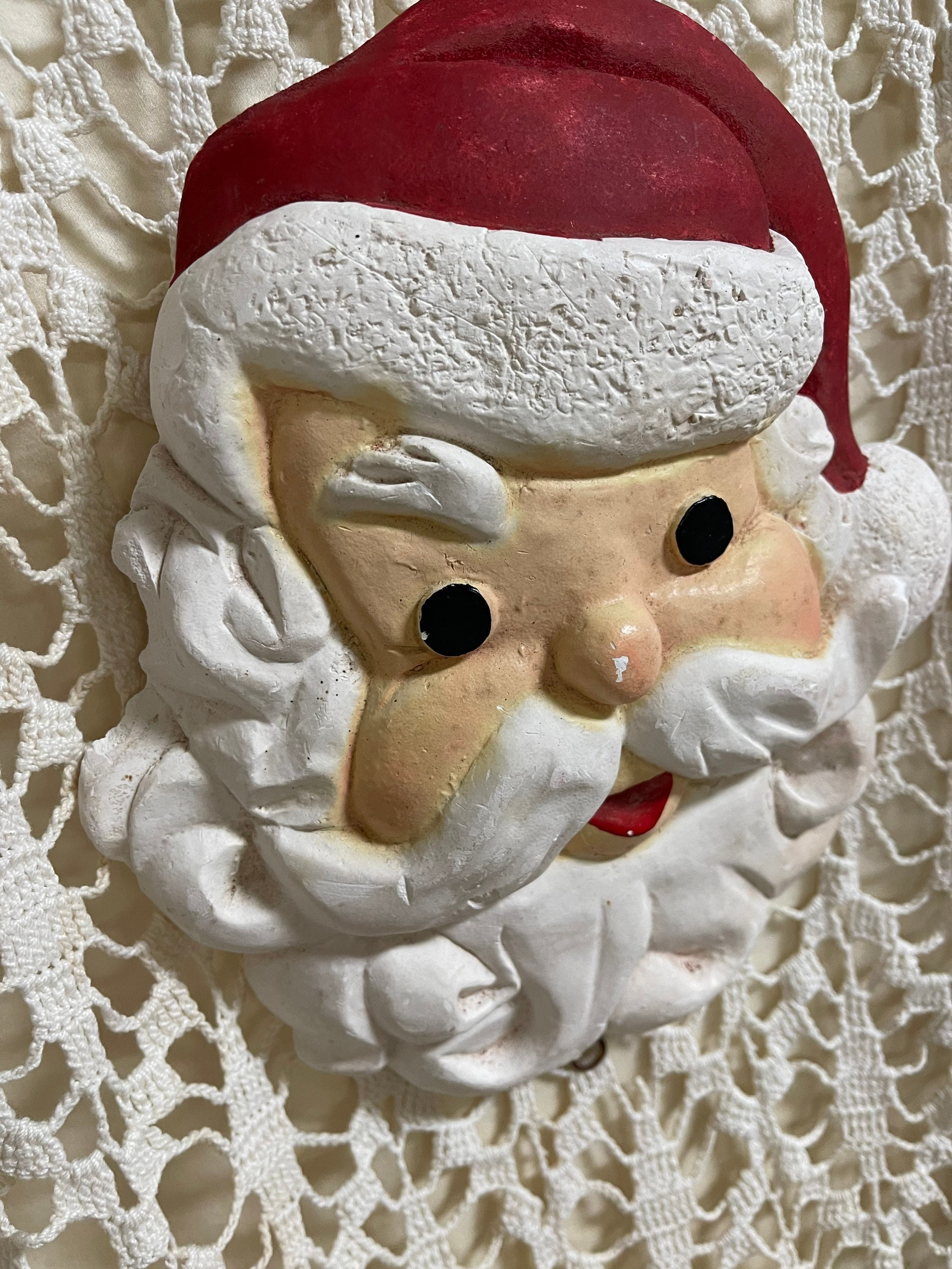 Bxgg Vintage Santa Face Wall Mount Chalk Ware/plaster Folk Art Etsy