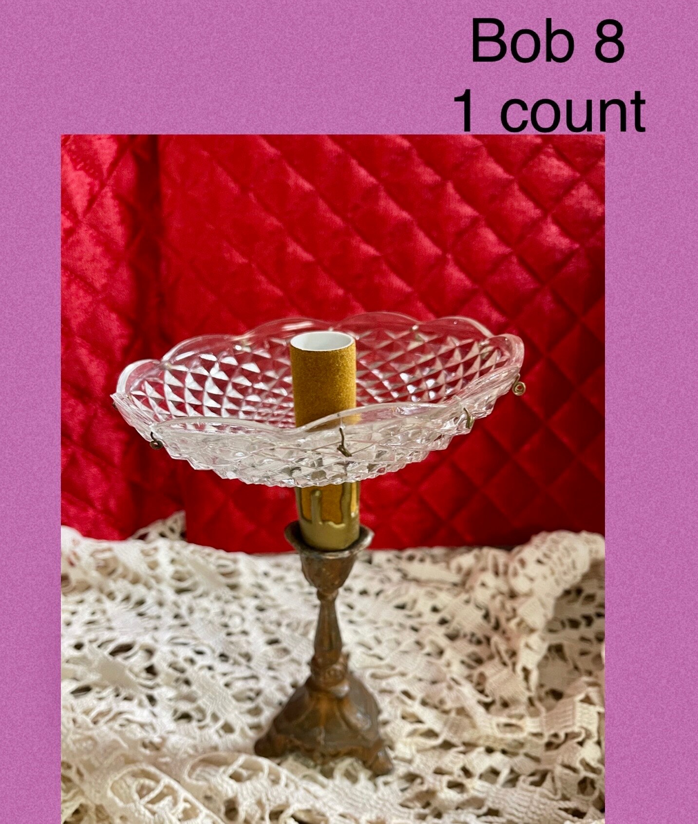 Bob8 Vintage Chandlier Lamp Bobeche Cups Clear Crystal Pressed Glass 9 ...