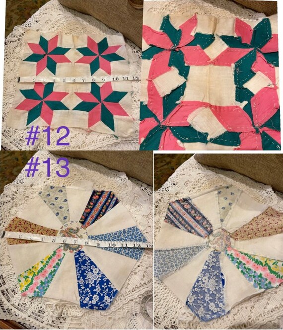 Vintage (ck) Quilt Blocks Hand Stitched/machine Stitched