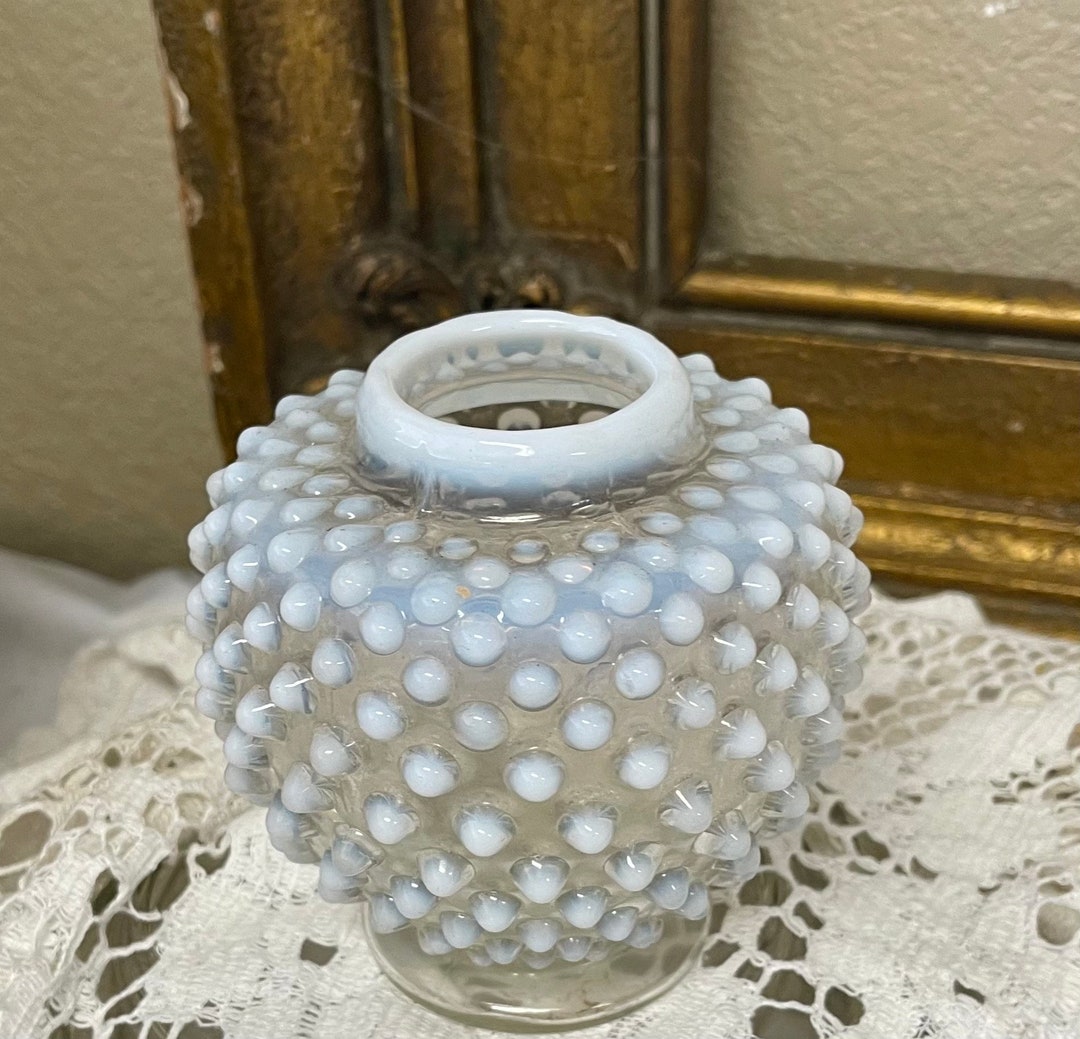 Fenton French Opalescent Hobnail Jar 1940 Era White With Blue ...