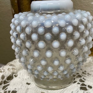 Fenton French Opalescent Hobnail Jar 1940 Era White With Blue ...