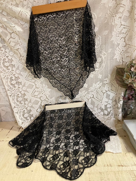 bx Your Choice Vintage Black Lace Chapel Veil Mant