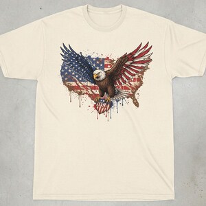 Vintage American Eagle USA Map T-Shirt, Comfort Colors Retro Patriotic Splatter Graphic Tee, Freedom Eagle 4th of July Shirt