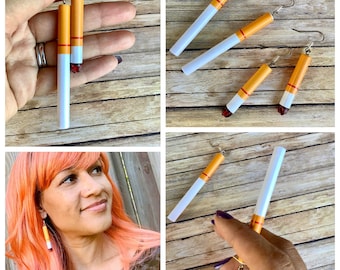 Fake cigarette earrings, prank gift for smoker
