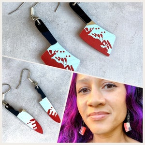 Pretty in Pink Killer, knife earrings, laser cut acrylic, charms, past –  Sparkle Monster