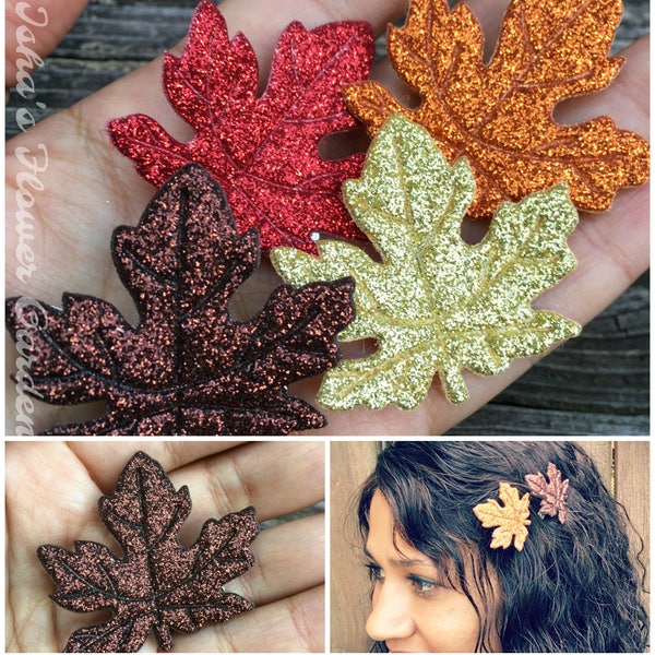 Fall hair clip, Maple Leaf hair clip, leaf accessories, leaf for hair, bronze glitter maple leaf