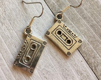 Cassette tape earrings, retro 80s earrings