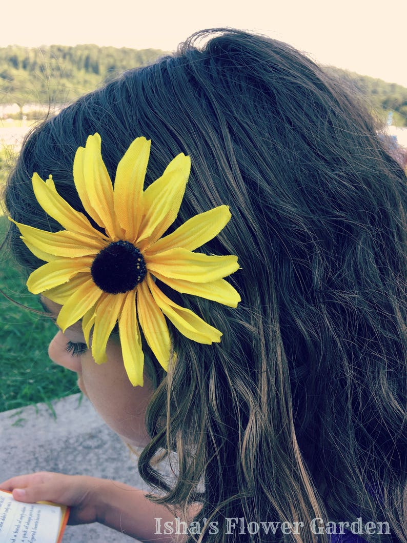 Black eyed Susan, yellow hair flower, hair clip, rudbeckia hair flower image 3