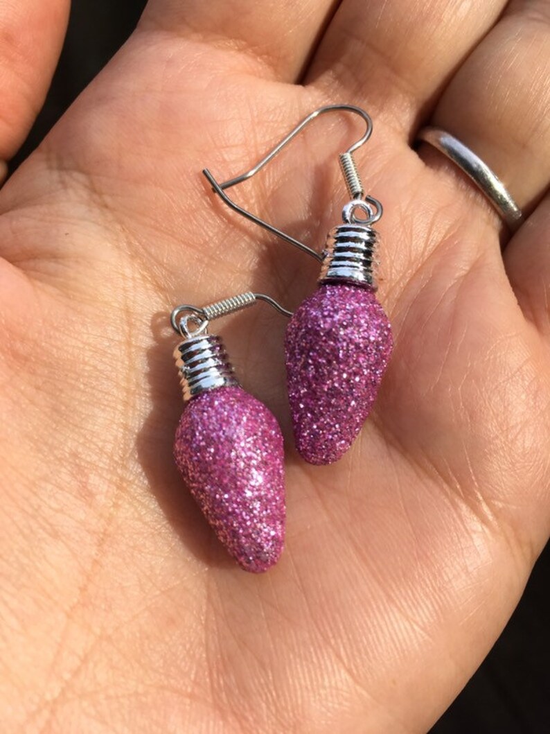 Ornament earrings glitter light bulb earring Christmas Etsy