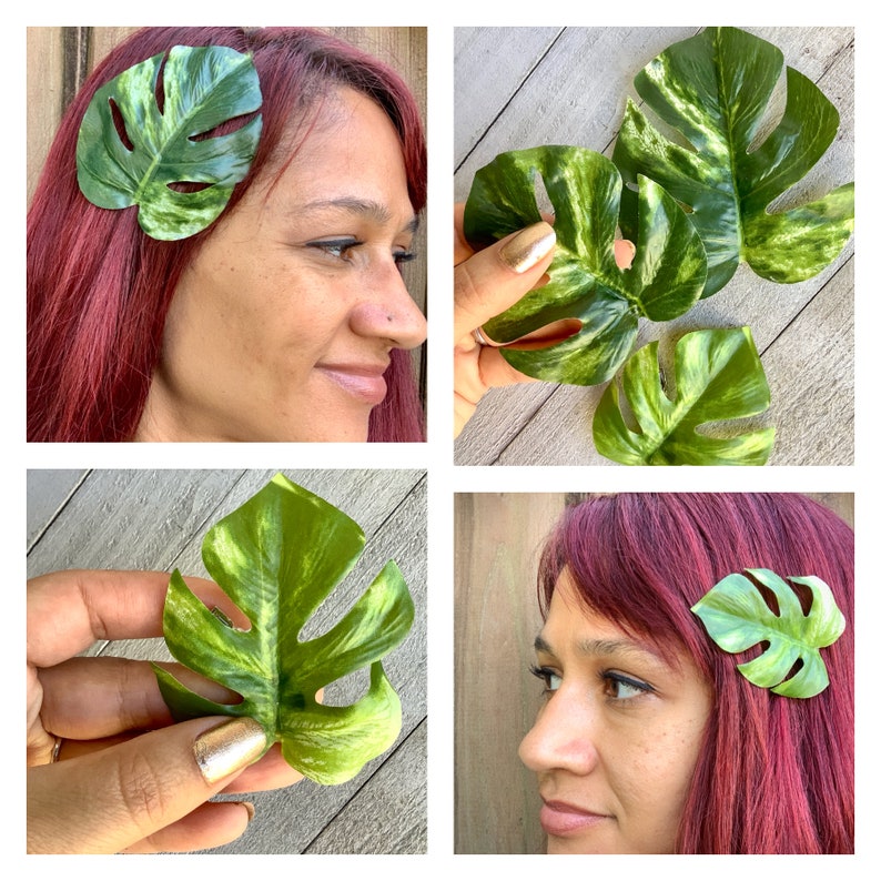Monstera leaf hair clip, monstera barrette, houseplant barrette image 1