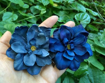 Perfect size blue hair flower, blue delphinum flower clip