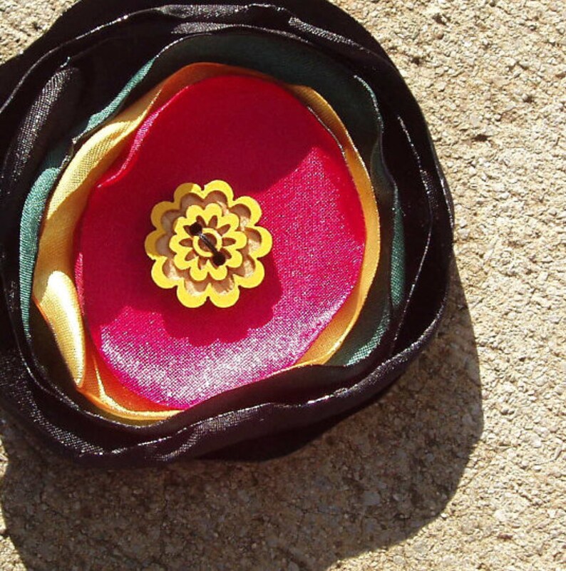 Rasta fabric hair flower red green gold black Rasta inspired