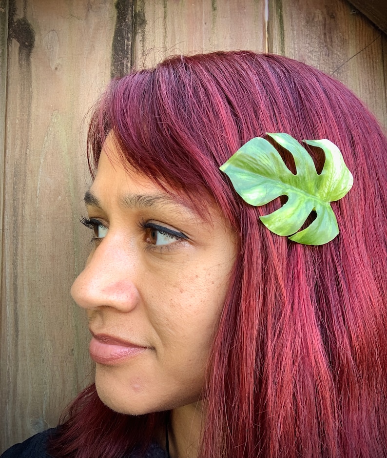 Monstera leaf hair clip, monstera barrette, houseplant barrette image 7