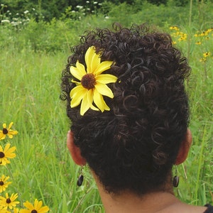 Black eyed Susan, yellow hair flower, hair clip, rudbeckia hair flower image 6