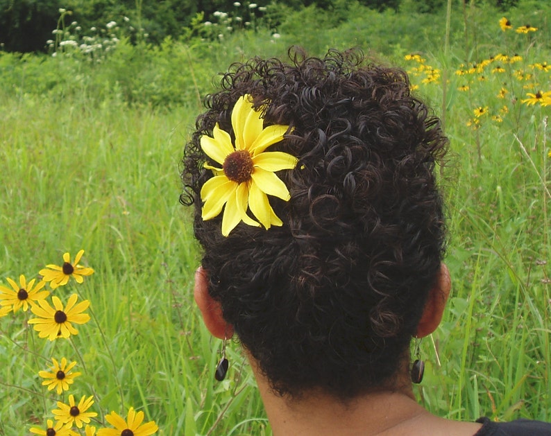 Black eyed Susan, yellow hair flower, hair clip, rudbeckia hair flower image 6